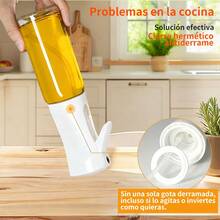 Pulverizador de aceite de cocina, pulverizador de aceite de oliva de vidrio de 300 ml, pulverizador de aceite de oliva continuo con control de porciones, utensilio de cocina para freidoras de aire, preparación de ensaladas. - Negro - Ver 4