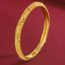 Textured Metal Bangle - Yellow Gold - View 9