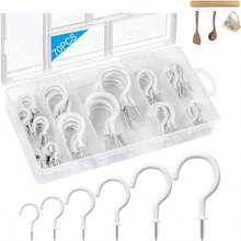 Ganchos de Techo para Colgar 6 Tamaños de Ganchos de Tornillo para Colgar Ganchos de Taza Revestidos de Vinilo Blanco Atornillables para Colgar Plantas Luces de Navidad Tazas Decoraciones - Blanco - Ver 1