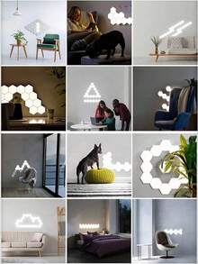 1pc Smart Touch Quantum Honeycomb Wall Lamp, Modular Creative Atmosphere Light, Living Room Bedroom DIY Decorative Lighting Fixture, Suitable For Wall Art Landscaping, Atmosphere Lighting Design, DIY Modular Decoration, Smart Touch And Luxury Scene Arrangement - Honeycomb Lights - View 10