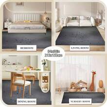 1Pc Large Fashionable Leopard Print Pattern Area Rugs, Black And Gray Color Scheme, Non-Slip Backing, Lightweight, Durable Polyester, Machine Washable, Easy To Clean, Soft Felt Back, Suitable For Living Room, Bedroom Or Office, Sofa, Coffee Table, Kitchen, Bathroom, Balcony, Entrance Carpet, Apartment, Dormitory, Porch, Patio, Farmhouse Decor, Low Pile Carpet, Low Pile Carpet - Phong cách 6 - Xem 6