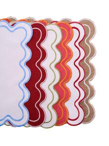 1/2/4/6pcs Bohemian Style Rectangular Embroidered Placemats With Wavy Edges, Solid Color, Non-Slip Mats For Dining Room, Kitchen, Table, Home Decor, Suitable For Restaurants, Living Rooms, Parties, Weddings, Offices, Coffee Tables, All Seasons (Multiple Color Options) - Multicolor - View 3