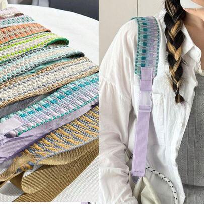 NYXIA 彩色包包肩带，可调节肩带，百搭简约斜挎包肩带，彩色刺绣宽肩带