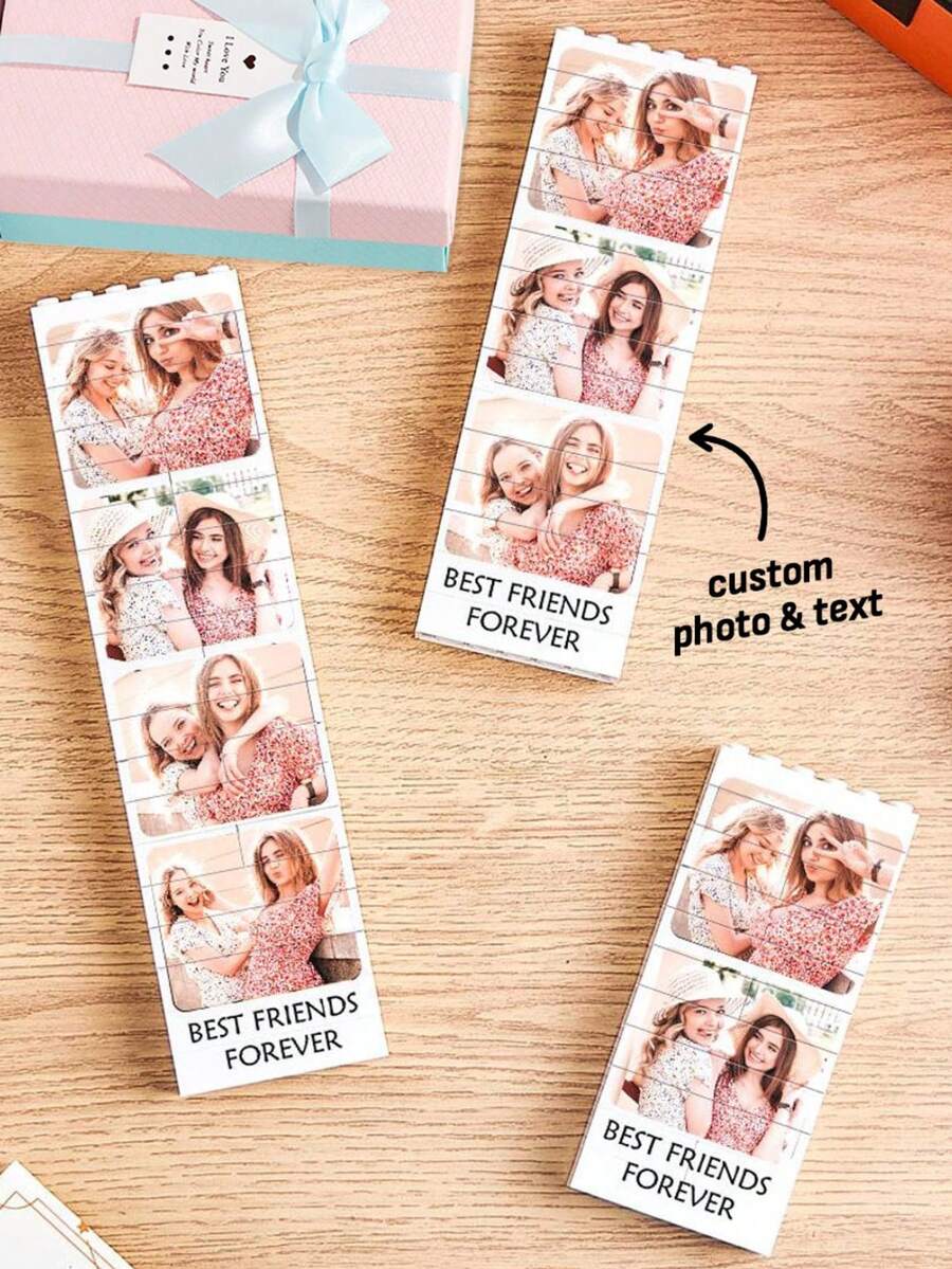 1pc Personalized Photo Puzzle Blocks, Birthday Photo Collage, Friend Photo Puzzle Blocks Photo Gift, For Best Friend. Customizable Photo And Text Gift. We Combine Puzzle And Building Block Gameplay To Create A Unique Keepsake.