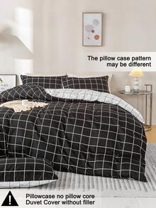 3pcs Checkerboard Pattern Duvet Cover Set (1 Duvet Cover And 2 Pillow Shams), Soft And Skin-Friendly, Suitable For All Seasons - Multicolor - View 4