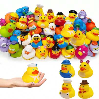 Juguetes de pato de goma de Navidad mixtos, juguetes flotantes para la piscina y el baño de verano para niños, adecuados para fiestas en la piscina de niños y niñas, varios mini patos de goma flotantes como juguetes de playa, regalo de cumpleaños para niños y niñas, actividades de playa y piscina de verano