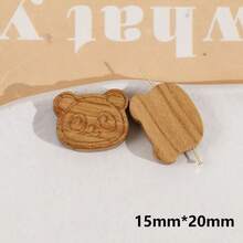 Wooden Panda Round Button Bracelet Earrings DIY Jewelry Handmade Accessories - A Light-colored Panda Head - View 3