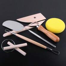 8pcs Ceramic Craft Tool Set With Wooden Handles - Includes Carving Knife, Scraper Etc., Suitable For DIY Pottery And Clay Art - Multicolor - View 12