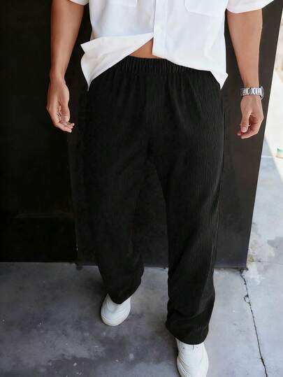 1pc Teen Boy Loose Corduroy Straight Leg Casual Pants, Versatile Fit For Autumn/Winter