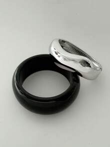 1件/2件装简约时尚百搭手链，黑银色，适合各种场合 - 銀色 - 查看 3