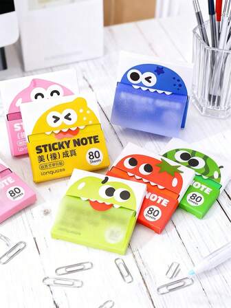 1/3包水果卡通便签纸 – 80张/本，自粘式，抽取式设计，粉彩便签本，非常适合用于待办事项清单、购物清单和办公桌收纳整理。