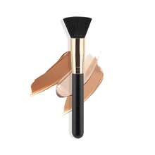 1支平头歌舞伎粉底刷——高级化妆刷，适用于抛光、混合和粉状液体、膏状和粉状产品，新手推荐（黑色）。 - 彩色 - 查看 11