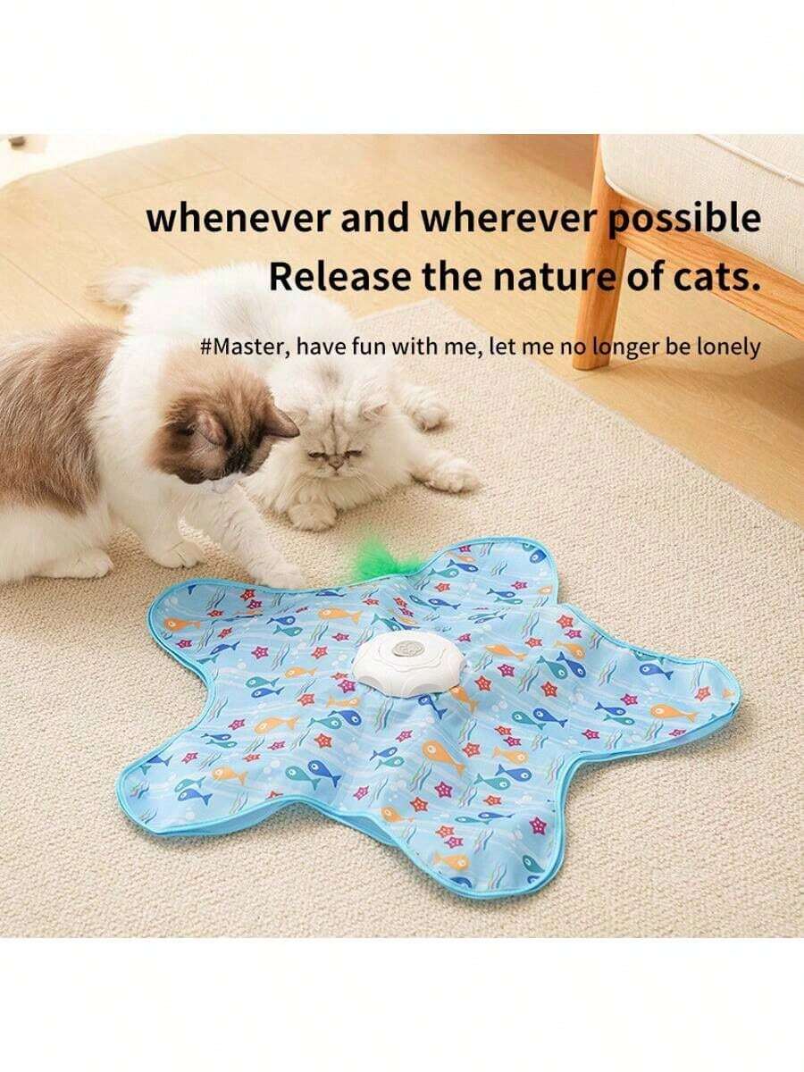 一套猫玩具，自娱自乐捉迷藏游戏配件，宠物电动益智玩具，猫玩具，游戏垫上快速移动的球，自动运动激活藏球游戏，适合室内踢球运动