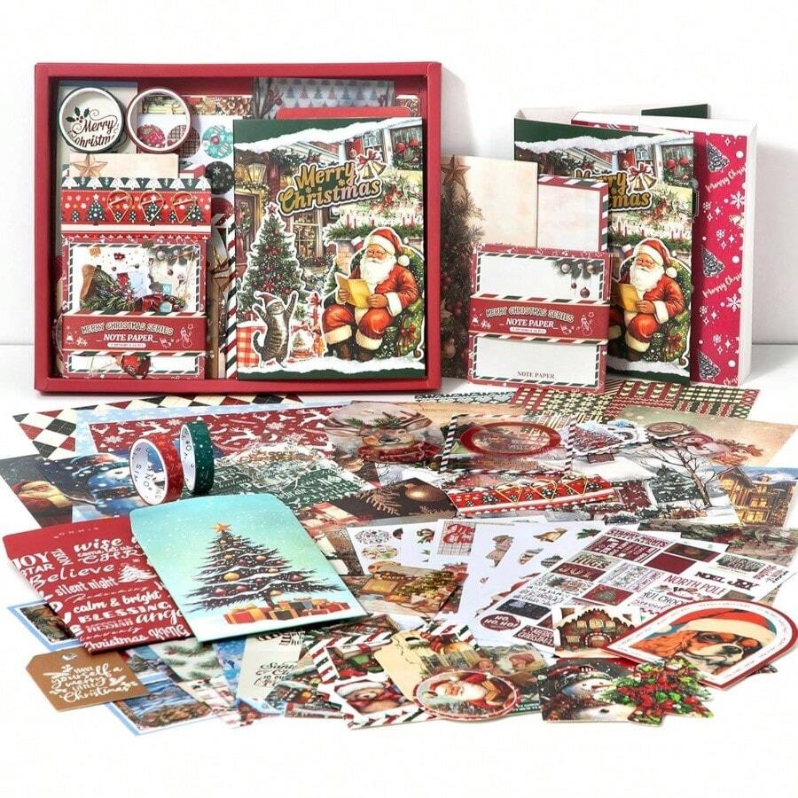 Vintage Scrapbook Kit346pcs Bullet Junk Journal Kit With Journaling/Scrapbooking Supplies, Stationery, A6 Grid Notebook With Graph Ruled Pages, Teen Women - Vintage - Merry Christmas - View 1