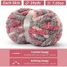 10 Pack Jumbo Chunky Yarn Hand Knitting, Fluffy Chunky Chenille Yarn Crocheting, Variegated Chunky Knit Blanket Yarn, 240 Yds/70.5 Oz Bulky Yarn - 10 灰粉紅紫 - 查看 2