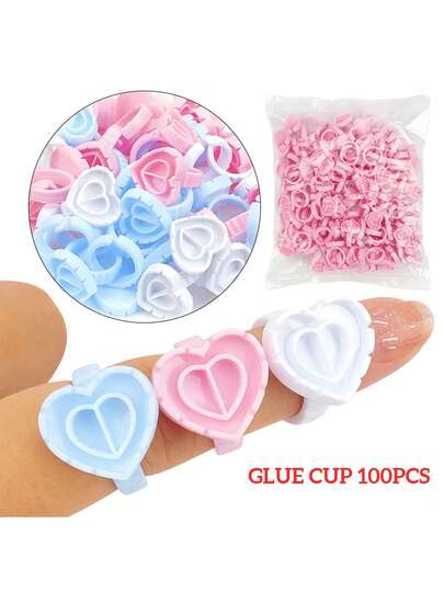 Heart-Shaped Eyelash Glue Holder Tray, Flower Bloom Lash Extension Adhesive Pallet For False Eyelashes Makeup Tools