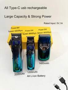 Kemei 专业理发器和剃须刀套装，理发店或家用男士个人护理礼品套装，磁力马达剃须刀，新年男士礼物 KM-2279、KM-1740 和 KM-T400 - 綠色 - 查看 4