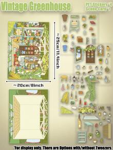 Bộ 1 nhãn dán phong cảnh thu nhỏ chủ đề "Nhà kính cổ điển", kích thước cực lớn, nhãn dán phong cảnh thế giới thu nhỏ 3D quyến rũ, nhãn dán trong suốt, thích hợp làm quà tặng tựu trường, quà tặng ngày lễ, trang trí phòng tự làm, bộ sưu tập nhãn dán giải trí, cách thú vị để giết thời gian. - Nhà kính cổ điển - Xem 2