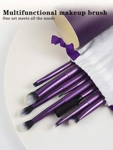 8 قطع مجموعة فرش مكياج احترافية - فرش ناعمة نباتية مع فرشاة كونسيلر/ظلال العيون/الطيات، أدوات تجميل فاخرة بلون بنفسجي محمولة للمناسبات اليومية/الحفلات في فصلي الخريف والشتاء لإطلالة عيون مميزة، مجموعة فرش، طقم فرش مكياج، طقم مكياج كامل، مجموعة فرش مكياج، طقم مكياج كامل، طقم فرش، مجموعة فرش مكياج، طقم هدايا مكياج - ارجواني بنفسجي - مشاهدة 3