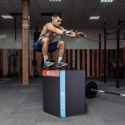 Caja de salto pliométrica 3 en 1, caja de espuma de 30/24/20 pulgadas, plataforma y caja de agilidad de salto, caja antideslizante para ejercicios de fitness para entrenamiento de gimnasio en casa, entrenamiento de fuerza acondicionado, negro