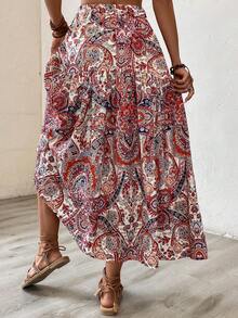 Women's Summer Loose Casual Comfortable Vacation Fashion Printed Ruffle Skirt