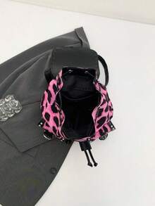 1pc Stylish Leopard Print Women's Backpack - Lightweight Daypack With Adjustable Straps, Pink & Black Animal Pattern Design For Travel, Work, And Casual Use, Travel Backpack | Stylish Handbag | Bag, Backpack For Travel - Màu Hồng Tươi - Xem 6