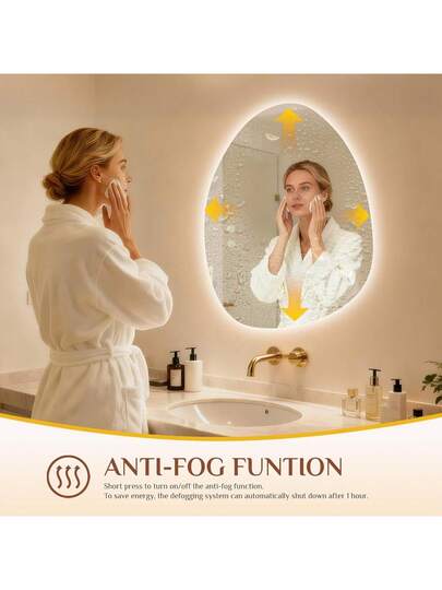 Bathroom Spiegel Lighting, Wand Mirror, Makeup LED Asymmetrical, Touch Switch, Tempered Glass, Anti Fog, Verlichting s, Dimmable, 80*60 Cm