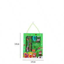 6 Peças Conjunto de Papelaria de Natal em Caixa de Presente, Conjunto de Papelaria Estudantil com 6 Peças, Incluindo Lápis, Régua, Apontador, Bloco de Notas, Borracha, Presente de Natal e Ano Novo, Acessórios Embutidos, Cores Aleatórias, Lápis de Natal em Cores Aleatórias