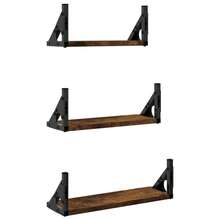 Set di 3 mensole da parete vidaXL, in composito di legno di rovere affumicato. - Castano - Visualizzare 6