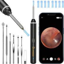 Ear Wax Remover, Ear Wax Cleaner With Camera, Ear Wax Removal Cone With Tweezers, Cleaning Kit, Ear/Nose/Throat Examination Tool With Household Light, Ear Wax Removal Tool With 8 Earplugs - Ear Canal Cleaner With 1296P Camera - màu đen - Xem 5