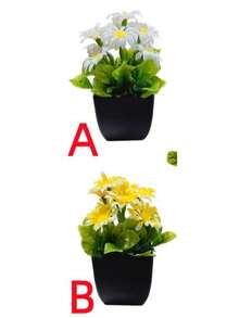 Bộ 3 chậu hoa giả, chậu hoa hướng dương giả màu đen dùng trang trí Giáng sinh, bao gồm cả lá bạch đàn nhựa và cỏ lúa mì mini, thích hợp trang trí trong nhà, văn phòng, phòng tắm và phòng ngủ. - Nhiều màu - Xem 11