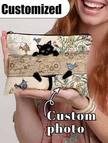 1 Peça Necessaire Personalizada com Foto de Gato, Presente Temático de Gato Fofo, Necessaire de Viagem para Amantes de Animais de Estimação Pequenos, Bolsa de Armazenamento com Zíper, Adequada para Adolescentes, Filhas, Irmãs, Suprimentos Divertidos para Animais de Estimação, Decoração de Aniversário e Natal, Organizador de Cosméticos, Mini Necessaire, Acessórios de Caixa de Maquiagem de Viagem Pequena, Suporte para Pincéis de Maquiagem, Recipiente de Cosméticos, Necessaire de Maquiagem, Essenciais de Viagem, Acessório Feminino, Suprimentos de Viagem, Necessaire Escolar, Necessaire de Maquiagem de Férias, Necessaire de Maquiagem de Férias de Inverno - Multicolorido - Visão 2