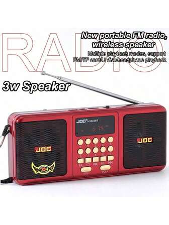  SENBOWE 便携式收音机，FM/USB/卡模式，音量调节旋钮，高品质无线扬声器，桌面收音机，3.5 毫米耳机插孔，适合露营、骑自行车、聚会、礼物，HIFI 音质，便携式防丢失挂绳 1200mAh