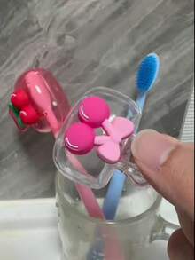 Cherry Design Toothbrush Holder, Cute Cherry Pattern, Compact And Portable Design For Easy Carrying, Protects Toothbrush Head, Features Dual Holes For Drainage And Ventilation,For Home, Dorm & On-The-Go Use | Cute Toothbrush Head Holder For Bathroom Organization, Ideal For Home, Dorm