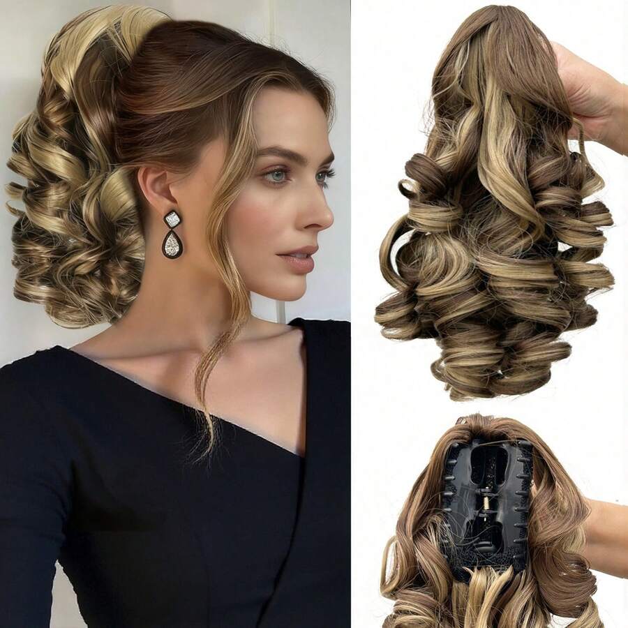 Synthetic Short Synthetic Fiber Hair Wig With Big Waves. The Hairstyle Is Fluffy And Has A Layered Look. Suitable For Wearing At Christmas. - Multicolor - View 1