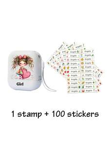 Custom 1 Name Stamp + 100 Name Stickers, Custom Name Stamp For Clothing Waterproof, Back To School Supplies, Custom Signature Stamp, Name Stamps With Rope Personalized, DIY Customized Self Inking Name Stamp - Style a - View 18