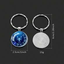 1pc 12 Zodiac Keychain, Zodiac Logo Glass Cabochon Keychain, Men's Accessories, Birthday Gift - Silver - View 2