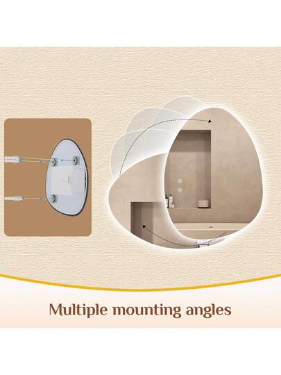 Bathroom Spiegel Lighting, Wand Mirror, Makeup LED Asymmetrical, Touch Switch, Tempered Glass, Anti Fog, Verlichting s, Dimmable, 80*60 Cm view 8