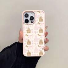 Funda magnética de casa de jengibre, diseñada con bastones de caramelo y lazos rosas, compatible con  17,  16,  16 Pro Max,  15,  15 Pro Max,  14,  13 y  12. Igual que el  11 Pro, está hecha de TPU y es resistente a los golpes. Es un regalo excelente para familiares, amigos, niños, cumpleaños, el Festival de Primavera, festividades, novios, novias y San Valentín. - Rosa - Ver 6