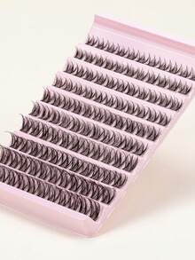 110 piezas de pestañas individuales con rizo D esponjoso, pestañas individuales en racimo, pestañas individuales con efecto vaporoso, pestañas de aspecto natural esponjoso en racimo, extensión de pestañas DIY en casa