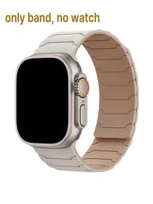 新款优质极简磁吸表带，男女通用，兼容38/40/41/42/44/45/46/49mm表径，兼容Ultra/SE/S11/S10/S9/S8/S7/S6/S5/S4/S3/S2/S1等型号，提供黑色、黑橙、星光白、星光橙四种颜色可选。柔软舒适，超薄设计，防水防汗，硅胶磁吸表扣，适用于各种表带。 - 42/44/45/49/S10-46mm - 查看 16