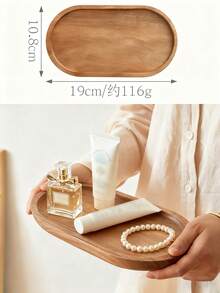 2pcs/1pc 7.8*4.65*1.69 Inch Wooden Tray, Aromatherapy Decor Key Holder Tray, Creative Dessert Plate, Entryway Organizer Tray, Wooden Candle Holder, Small Wooden Riser For Kitchen Counter - Multicolor - View 12