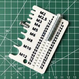 1PC Metric Screw Measuring Tool And Bolt Size Gauge M2 To M12 Diameter And 4mm To 80mm Length 2 In 1 Measurement Tool Portable Orange White Red