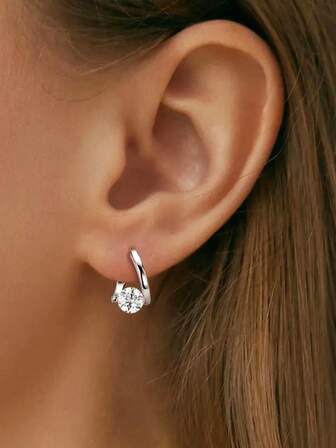 1 par de hermosos pendientes de plata de ley 925 con circonita cúbica, joyería de oreja para boda y aniversario, regalo de joyería fina para mujeres