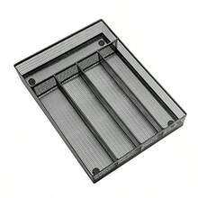 XZGB Utensil Drawer Organizer Mesh Wire Silverware Organizer Divider For Kitchen Stainless Steel Cutlery Flatware Storage Tray With Non-Slip Foam Feet 5 Compartment 12.5 X 9.2Inch Black - màu đen - Xem 1