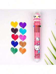 12pcs/Set Sanrio Series Acrylic Gel Pens - Yuguigou, Kulomi, Mileti, Hapag, Hello Kitty - Cute Cartoon Character Retractable Medium Point Pens, Suitable For Office & School Supplies - Multicolor - View 9