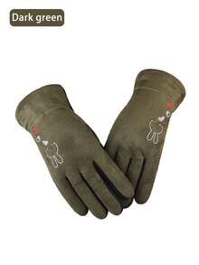 1 par de guantes de mujer cálidos de ante y felpa, guantes para deportes al aire libre, guantes gruesos a prueba de viento para ciclismo y conducir en invierno - Multicolor - Ver 12