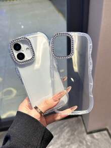 1pc Minimalist Wavy Transparent Diamond Lens Phone Case Compatible With Iphone 16 Pro Max/16/16 Pro/16 Plus/15/15 Pro Max/15 Pro/11/12/13/14 Pro Max/11 Pro/11 Pro Max/12 Pro/12 Pro Max/13 Pro/13 Pro Max/14 Pro/14 Pro Max, Elegant & Creative Design - Clear - View 21