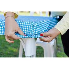 Picnic Table Cover Blue Checkered Elastic On The Corner For Folding Table 6ft 30inchx72inch Outdoor TableCloths Waterproof Stay Put Party Plastic Tablecloth Birthday,One-Size,Blue&WhiteChecker72inchx30inchRectangular - Kotak-kotak Biru & Putih 72 inci x 30 inci Persegi Panjang - View 5