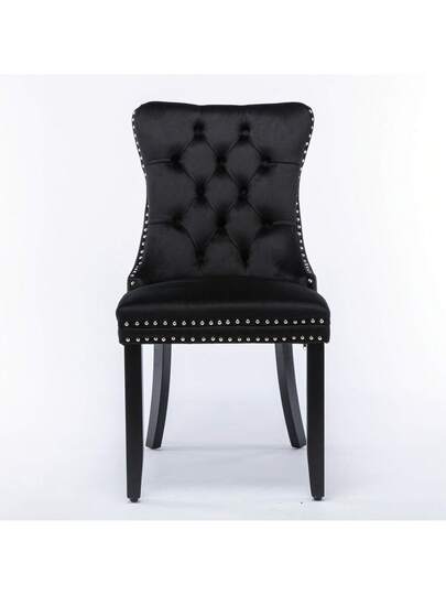 Moderne Dining Chairs, Premium Plush Solid Wood, Contemporary Fluwelen Upholstered Chairs Studded Head Set Of 2, Beige, Black, Grijs Available. view 6